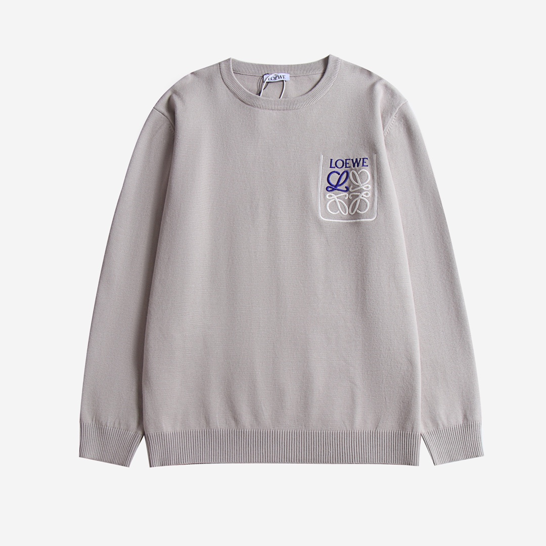 Loewe Clothing Sweatshirts Embroidery Unisex Women Cotton Mercerized Wool Fall/Winter Collection