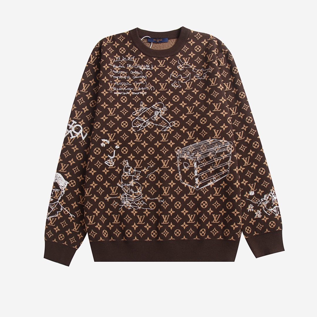 Louis Vuitton Clothing Knit Sweater Sweatshirts Embroidery Knitting Wool Fall/Winter Collection