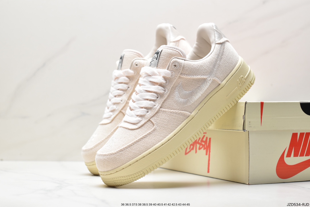 Stussy x NK Air Force 1 '07 ”White Cool” Stussy joint Air Force One low-top casual sneakers CZ9084-001