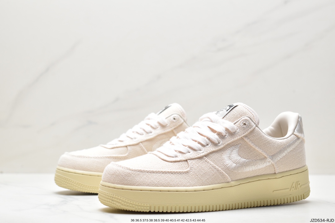 Stussy x NK Air Force 1 '07 ”White Cool” Stussy joint Air Force One low-top casual sneakers CZ9084-001