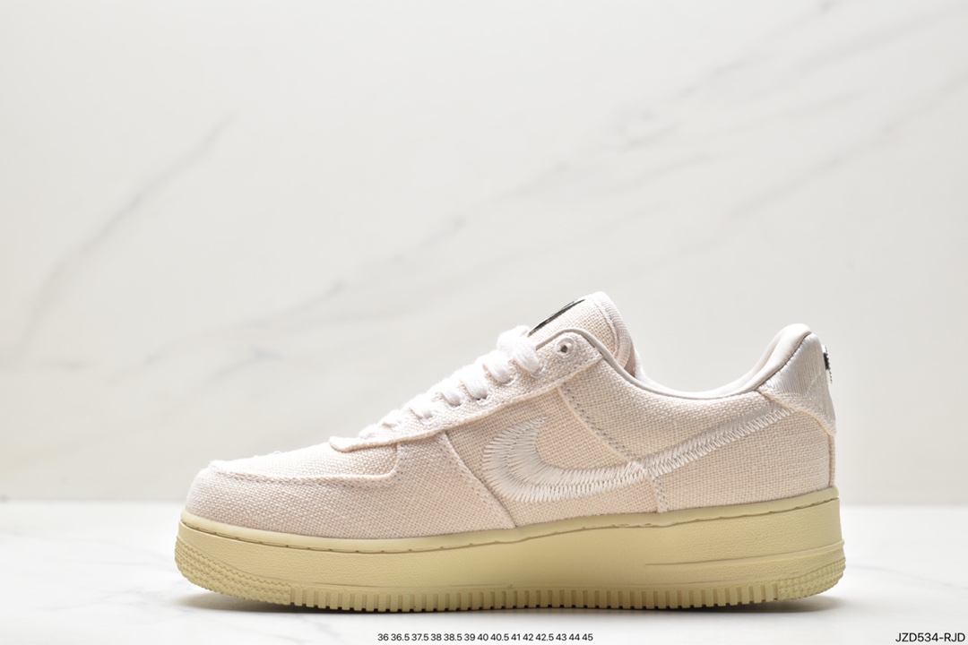 Stussy x NK Air Force 1 '07 ”White Cool” Stussy joint Air Force One low-top casual sneakers CZ9084-001