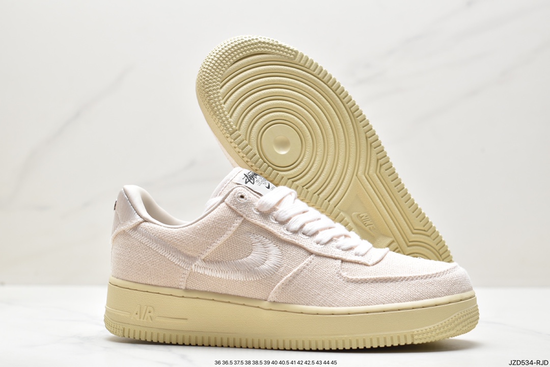 Stussy x NK Air Force 1 '07 ”White Cool” Stussy joint Air Force One low-top casual sneakers CZ9084-001