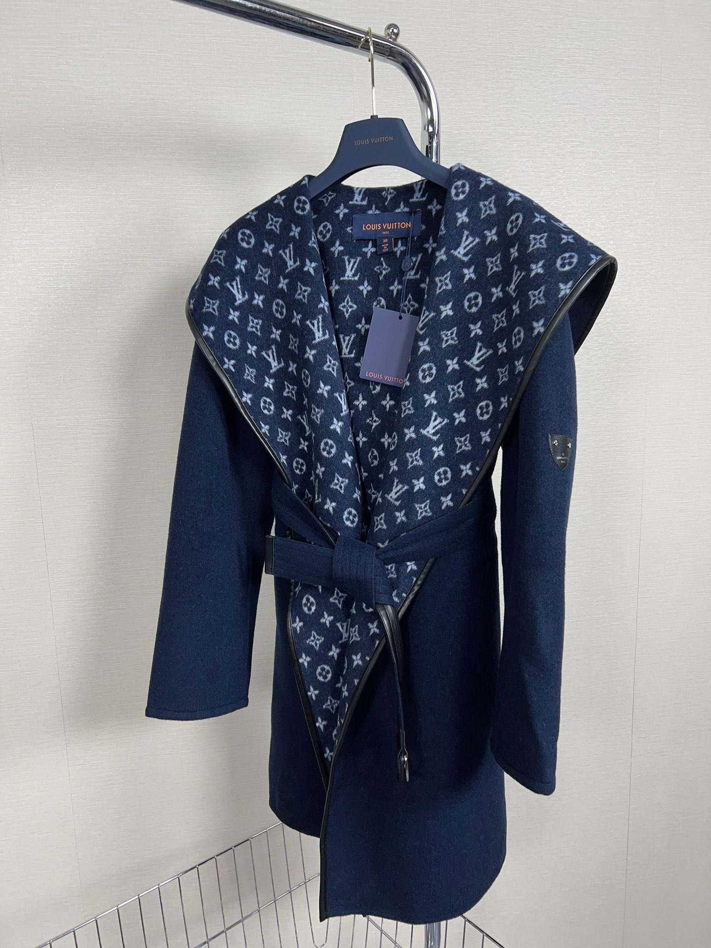 Louis Vuitton Navy Tonal Monogram Coat