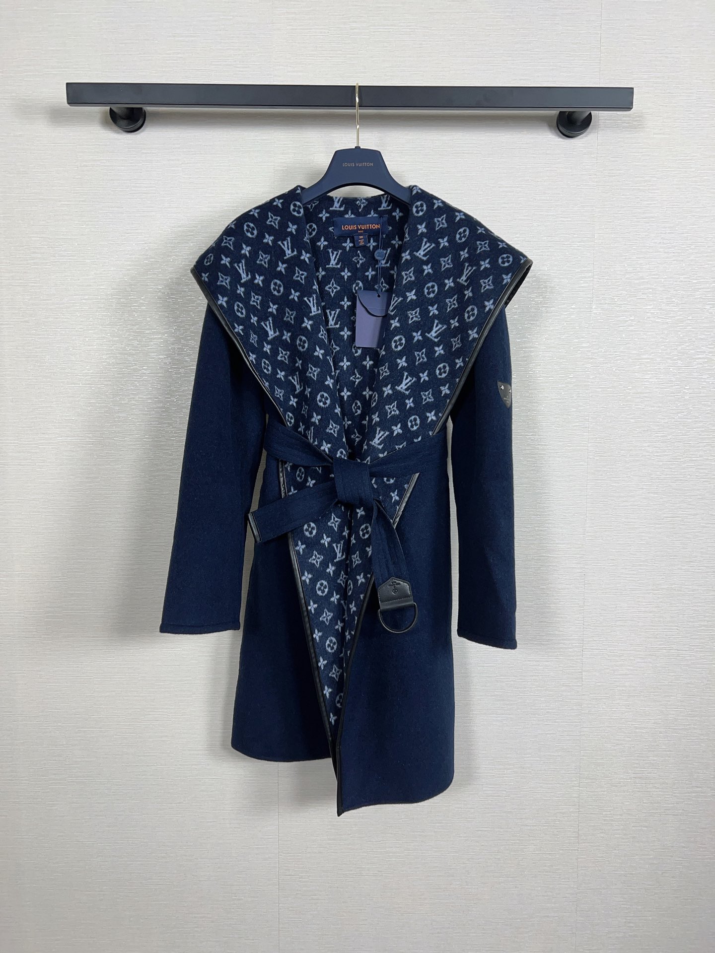 Louis Vuitton Navy Tonal Monogram Coat