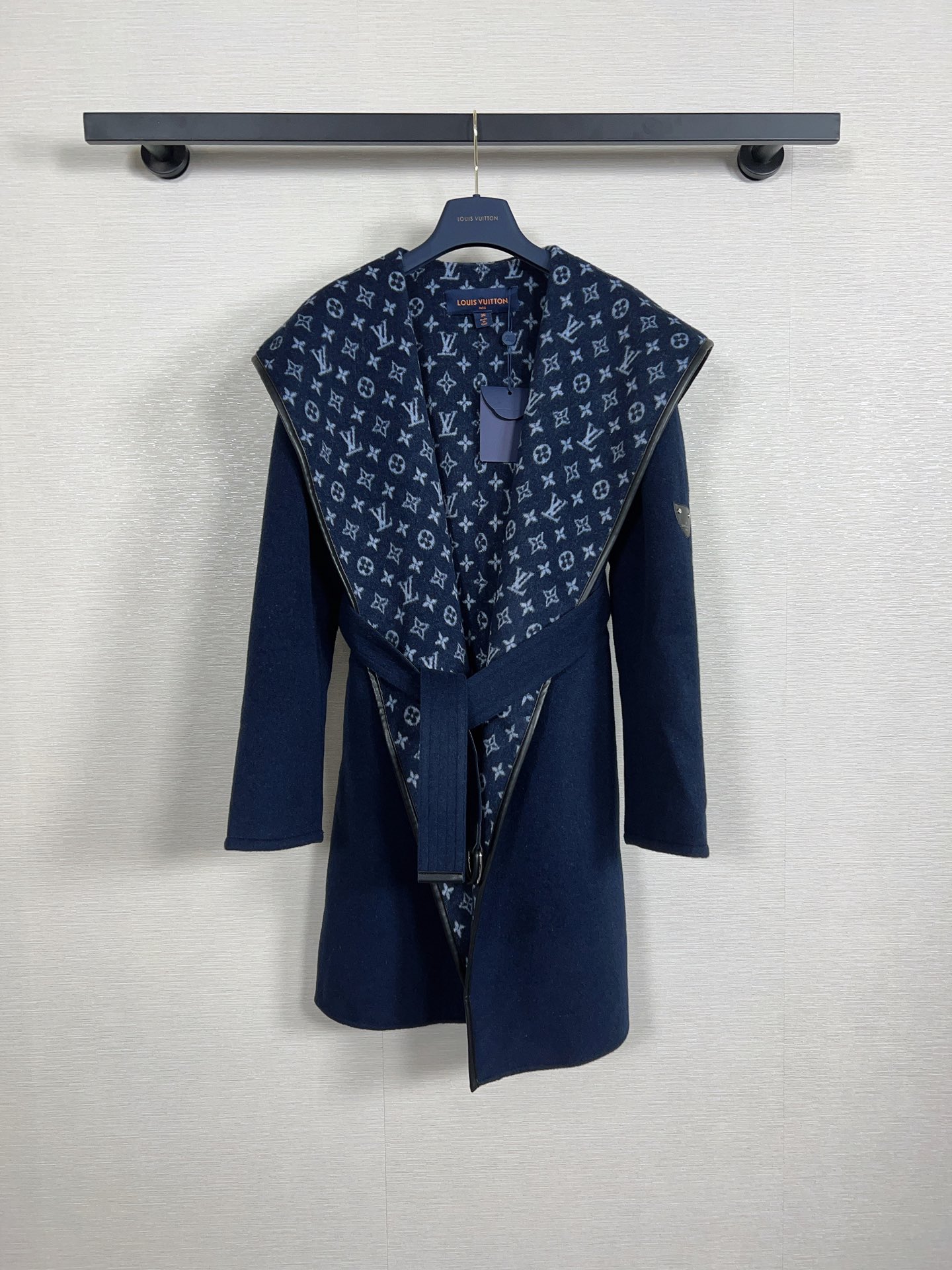 Louis Vuitton Navy Tonal Monogram Coat