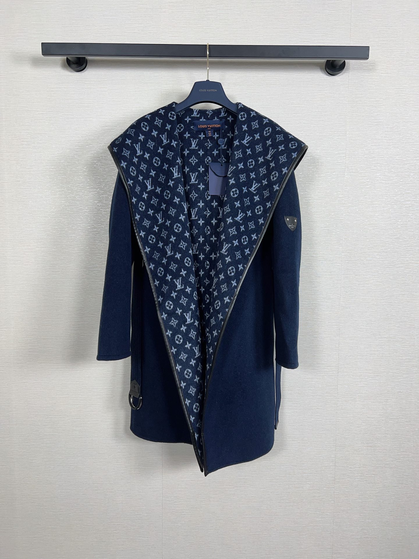 Louis Vuitton Navy Tonal Monogram Coat