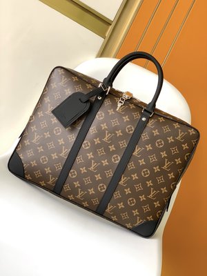 Louis Vuitton Bags Briefcase Black Grid Men Canvas N41125