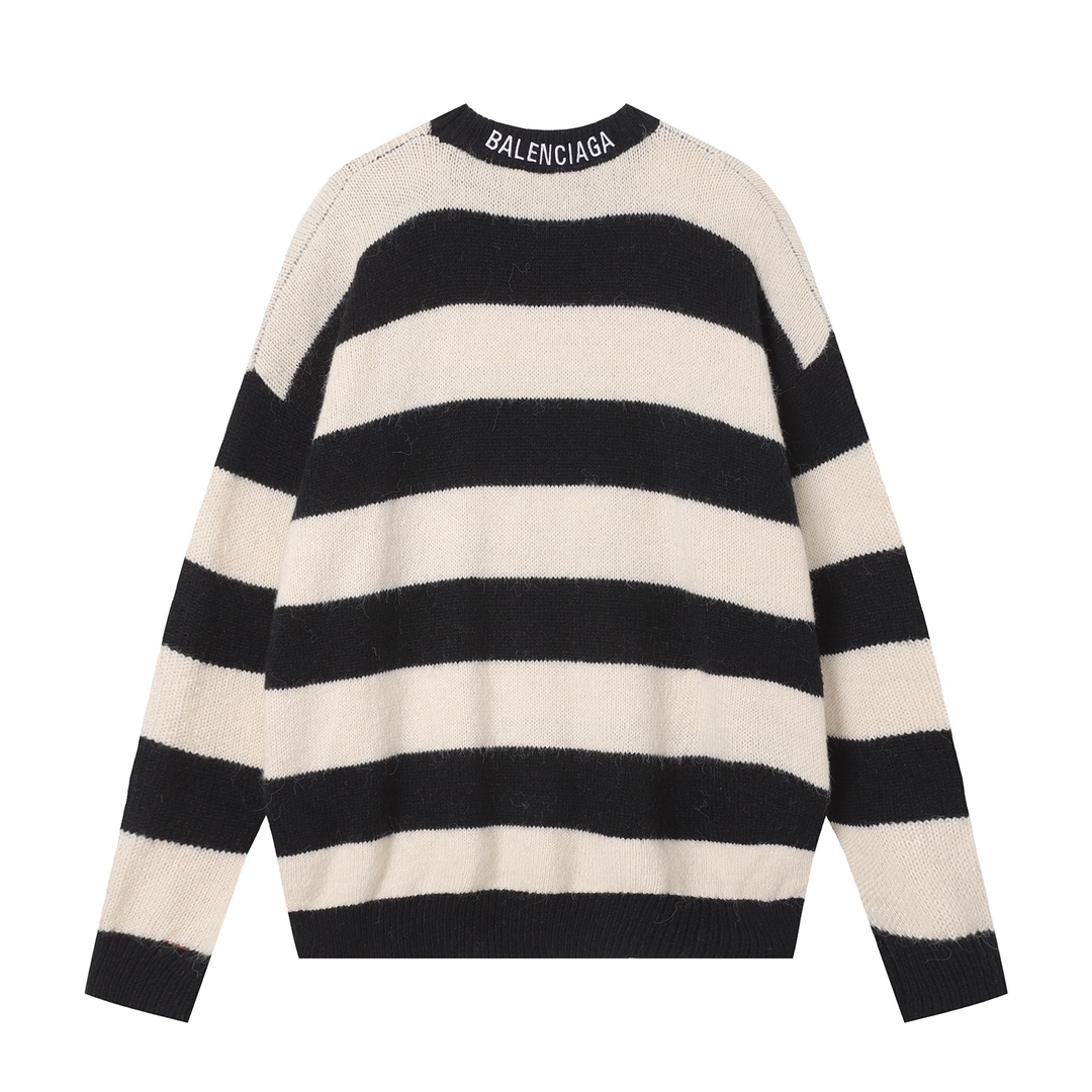 Balenciaga Sweaters with Embroidered Logo: Mahi Hair Process, Black & White, Original Capacitor - 图片 2