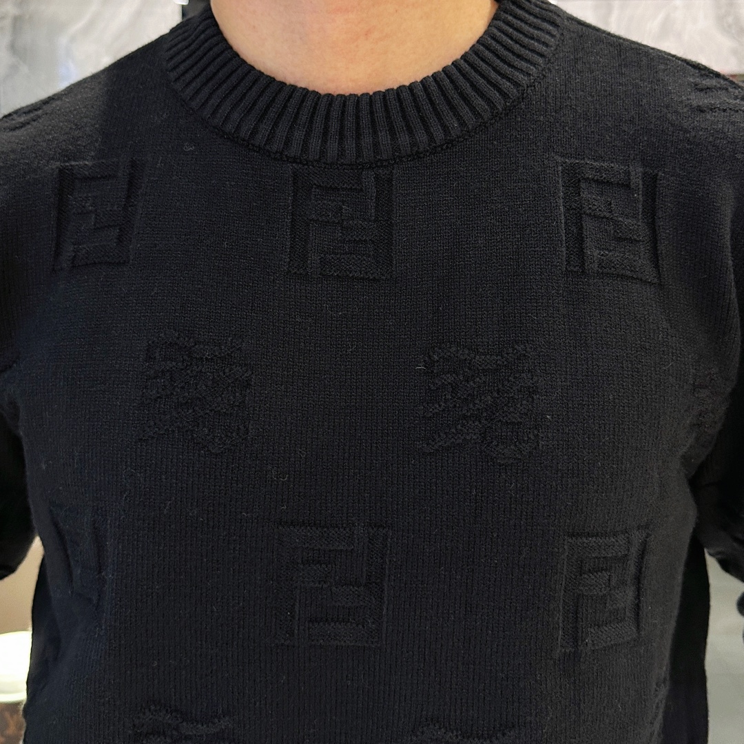 芬迪秋冬新款针织开衫毛衣高端品质专柜版本潮人最爱风格系列撞色拼接设计LOGO图案标志精选优质羊毛混纺针织