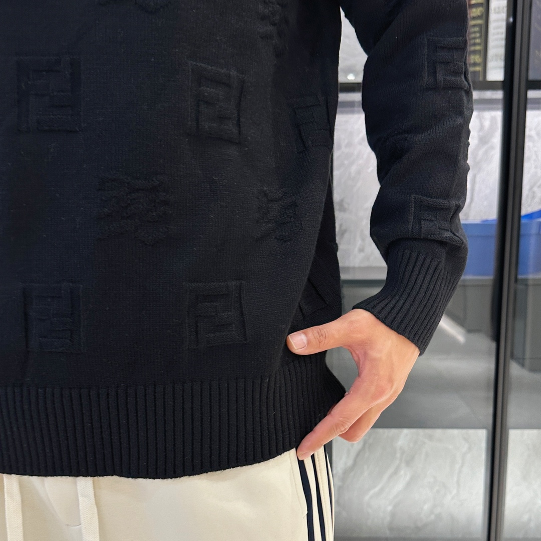 芬迪秋冬新款针织开衫毛衣高端品质专柜版本潮人最爱风格系列撞色拼接设计LOGO图案标志精选优质羊毛混纺针织