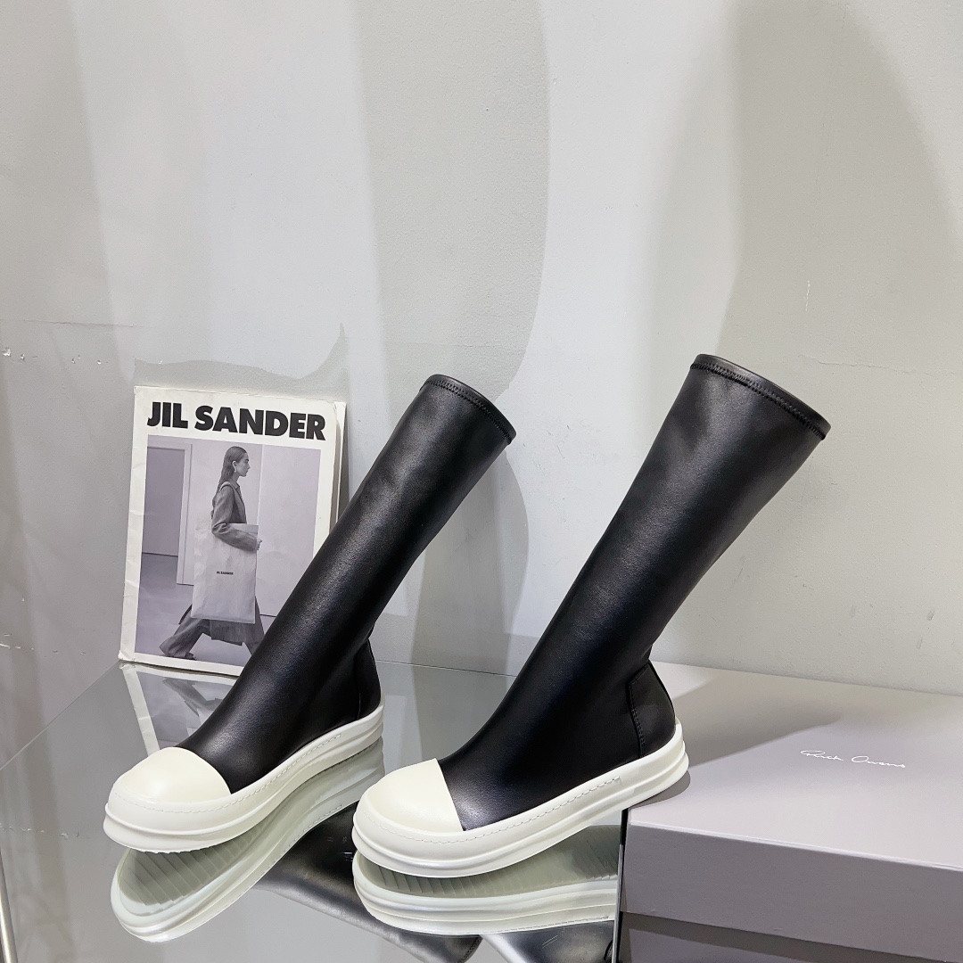 “High-Legged Rick Owens Boots: Spicy Style with TPU Cream Base” - 图片 4