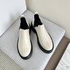 The Row Short Boots Black White Calfskin Cowhide Genuine Leather PU Rubber Sheepskin