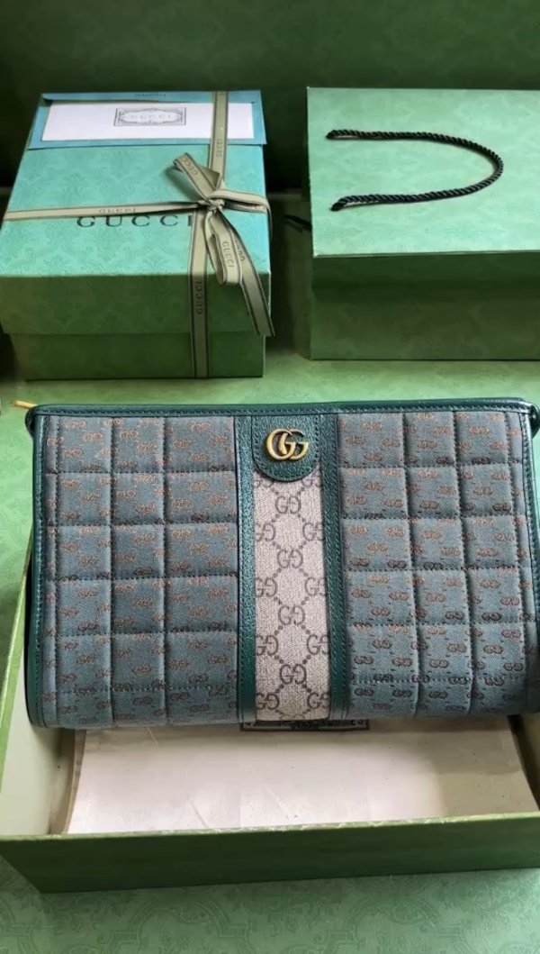 Gucci Ophidia Clutches & Pouch Bags Green PVC