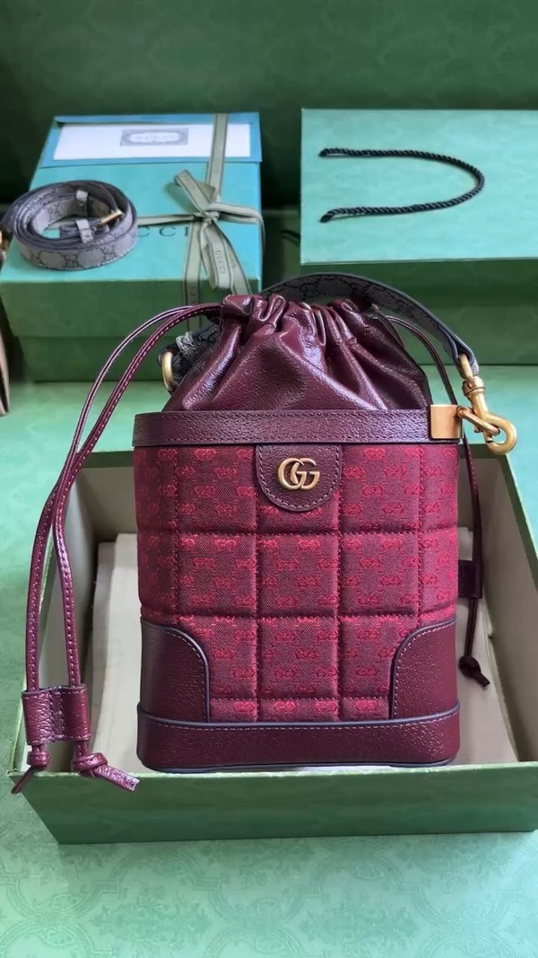 Gucci Ophidia Bucket Bags Red PVC
