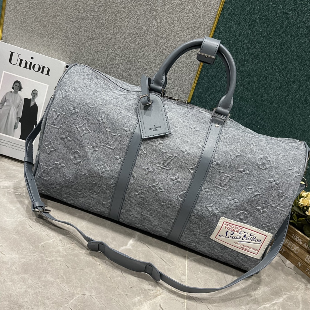 Sell High Quality
 Louis Vuitton LV Keepall Flawless
 Travel Bags Cowhide Denim M22532