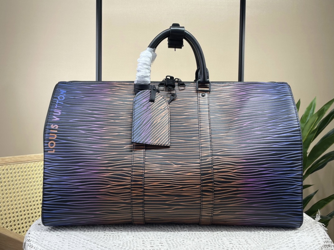 Louis Vuitton LV KEEPALL BANDOULIERE 50 travel bag m23174 blue (water ripple gradient large leather)
