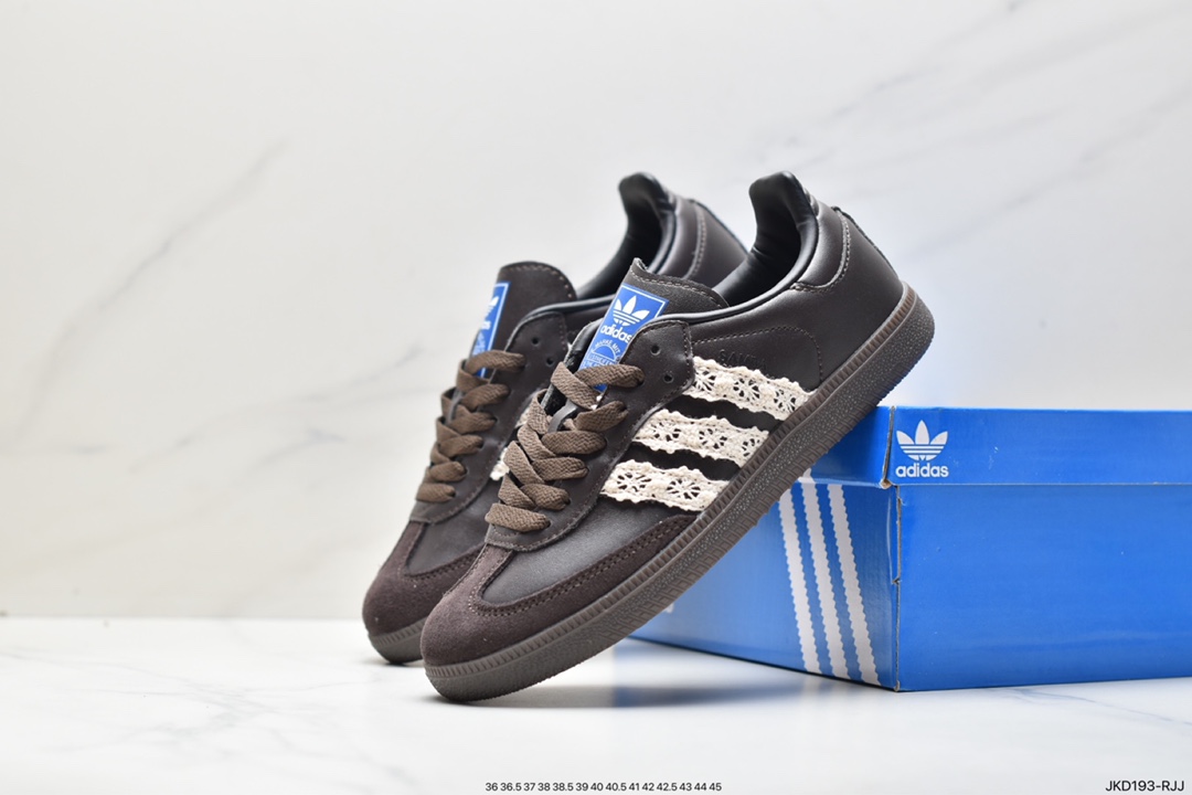 Adidas Originals Samba Vegan OG ”SPD” Samba Dance Shoes ”Silver Mist Princess Lace Caramel Sole” B75807K