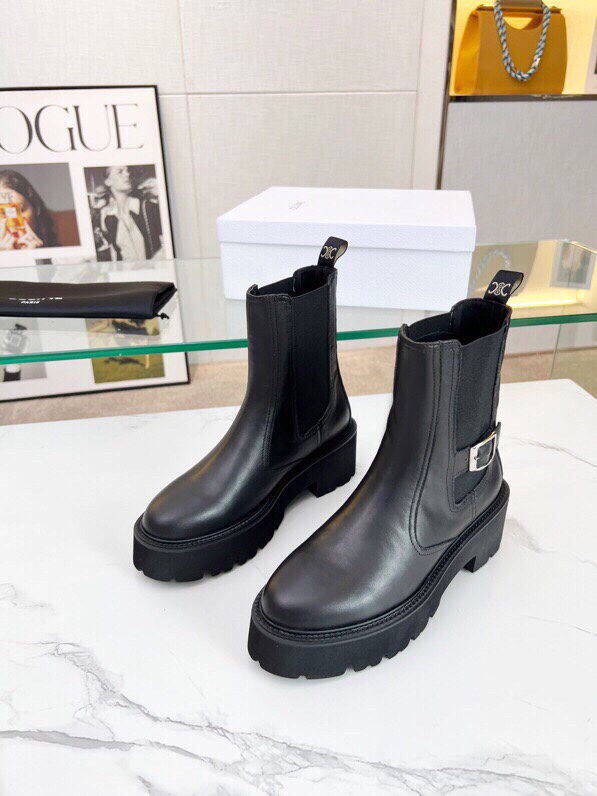 P295[發][發][發]Celine 2023冬 凯旋门松紧扣带 套脚厚底 短筒靴！！面料头层牛皮、内里羊标准码数35/40（41、42订做不退放