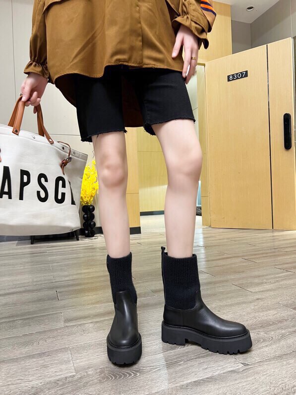 P295[發][發][發]Celine 赛琳2023凯旋门接拼厚底针织毛线筒女瘦靴！！面料头层牛皮、内里羊、标准码数35/40（41、42订做不退放
