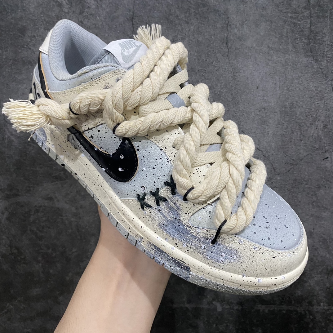 [Customized version] Nike Dunk Low Oxidized Old Oxidized Old Hemp Rope Straps Dip-dyed Desert Low-top Sneakers Off-white DJ6188-003