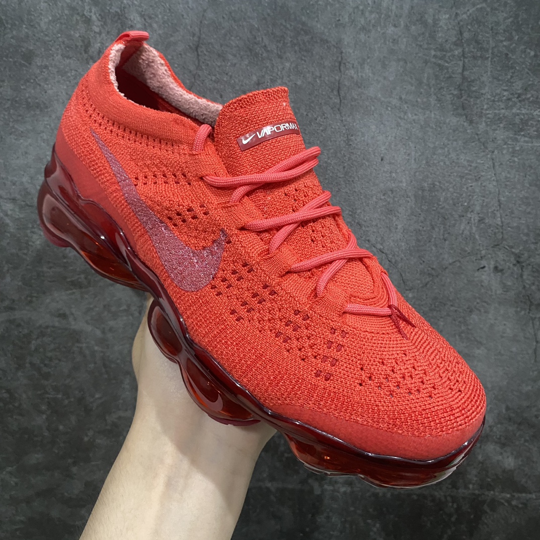 [Pure original YH version] 2023 Nike Air VaporMax Flyknit wear-resistant low-top running shoes bright red DV1678-600