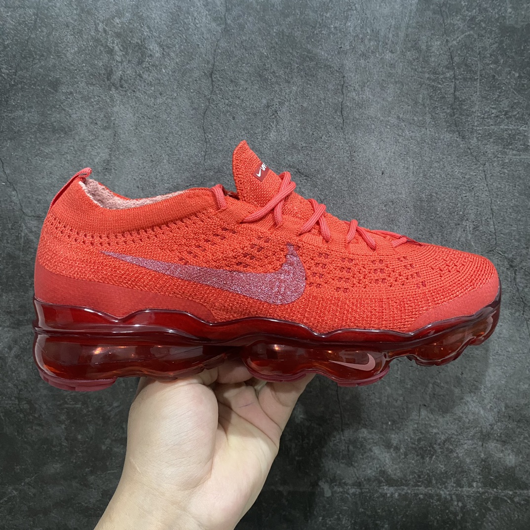 [Pure original YH version] 2023 Nike Air VaporMax Flyknit wear-resistant low-top running shoes bright red DV1678-600