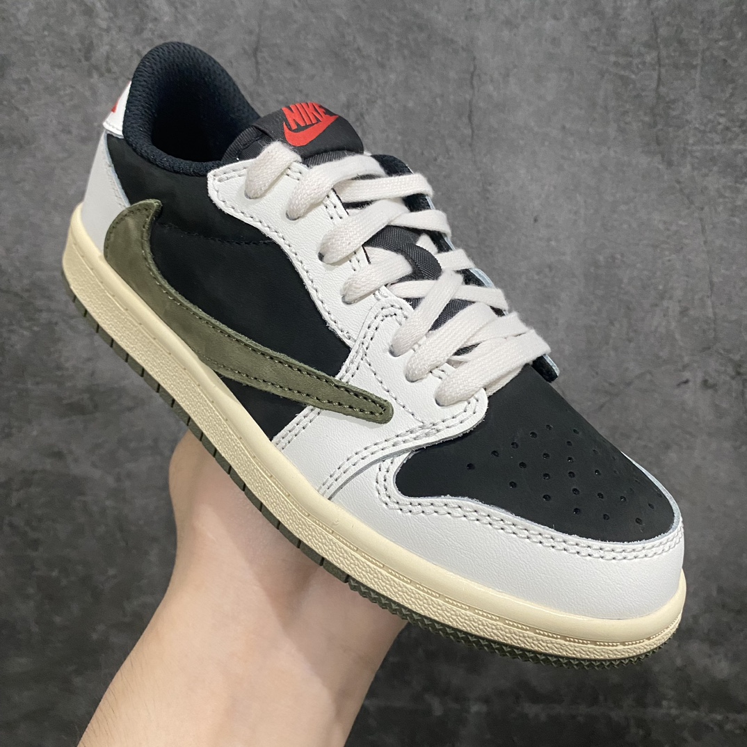 [M Pure Original] Travis Scott x Air Jordan AJ1 Low OG TS joint white and green hook low-top children's shoes DZ5909-106