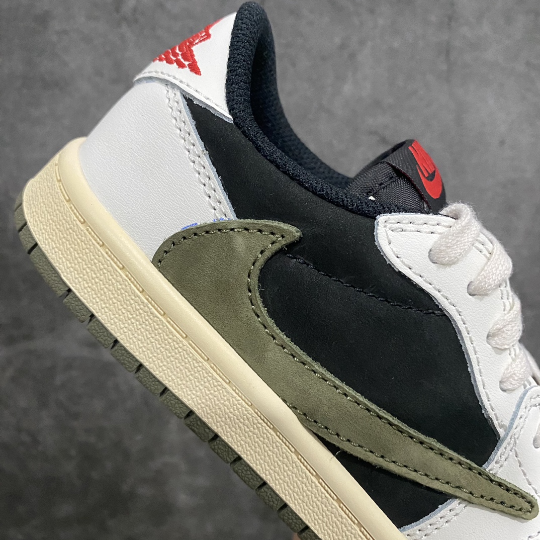 [M Pure Original] Travis Scott x Air Jordan AJ1 Low OG TS joint white and green hook low-top children's shoes DZ5909-106