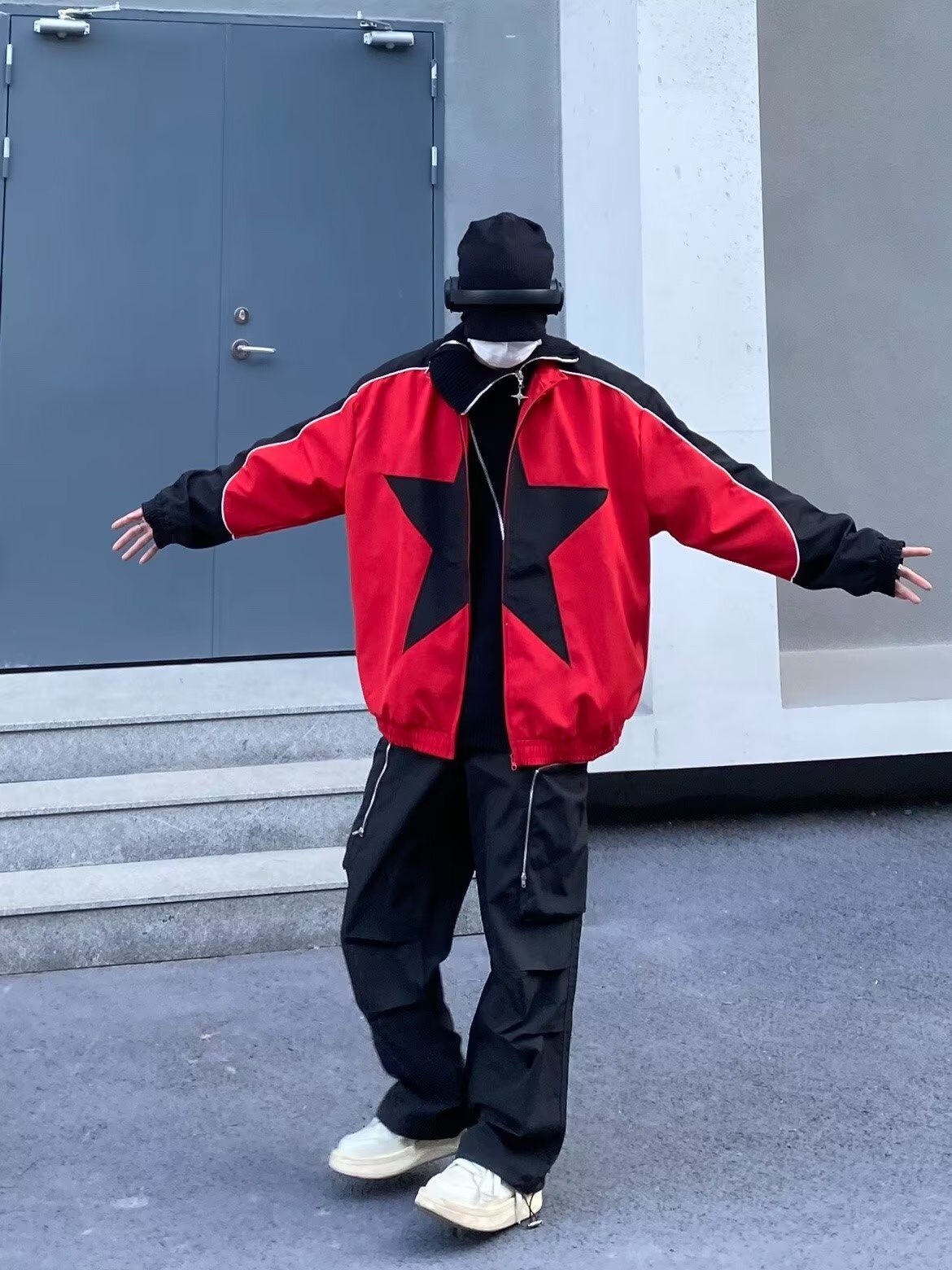 “High Street Stars Jacket Collection: Spring, Autumn, Winter Styles in Grey, Red”