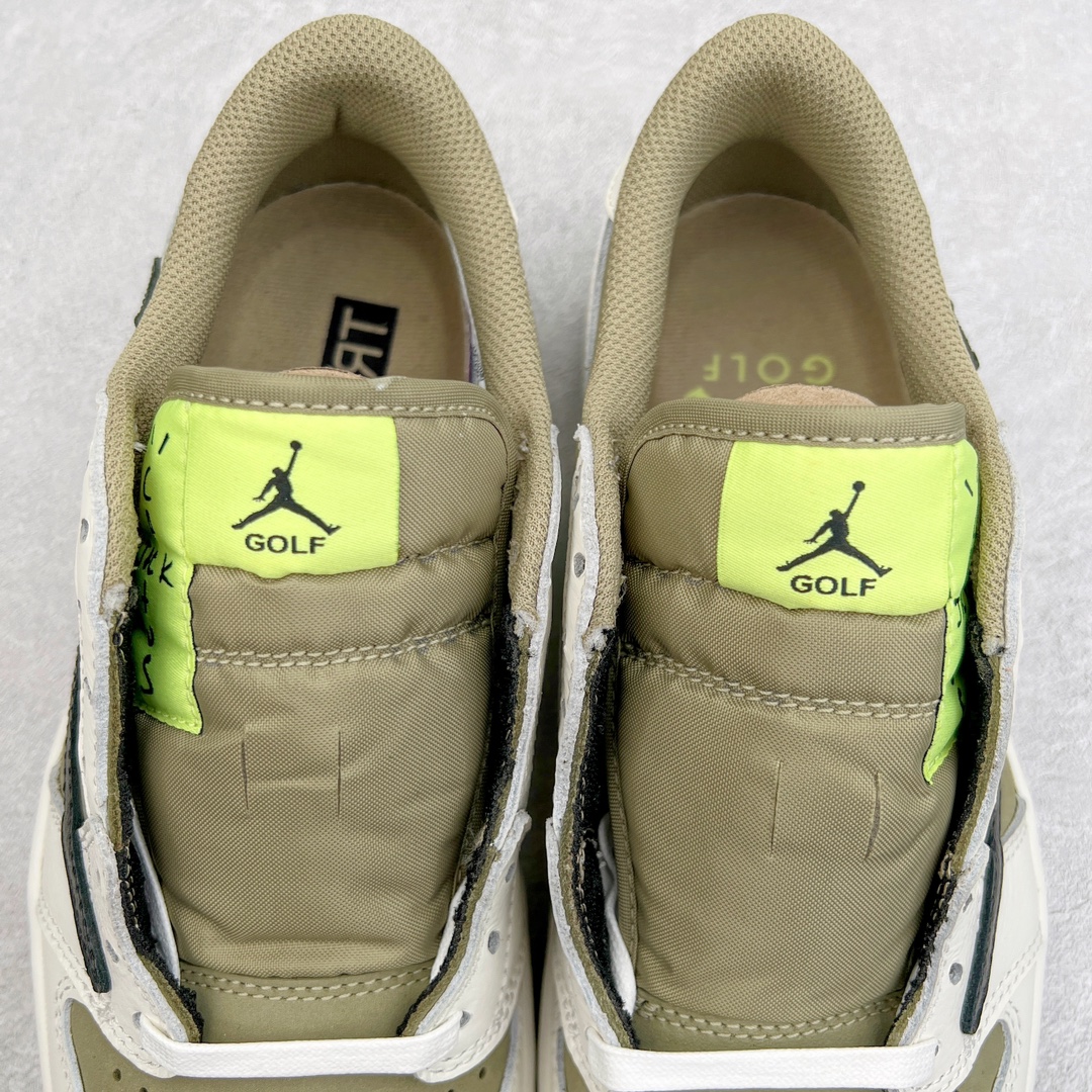 图片[7]-＃LJ渠道版 Travis Scott x Air Jordan AJ1 Low Golf \\\”Olive\\\” TS联名倒钩高尔夫低帮6.0 FZ3124-200 原盒原配 原厂拉帮工艺 针距密度一致 全新升级网板中底 原楦原纸板开发 后跟弧度收口自然不对折 极致一眼正品既视感 原厂皮料 进口玻璃冲刀皮料裁剪零毛边 承诺百分百一致原鞋 全鞋电脑针车工艺 鞋面清洁度最高QC检验标准 控制溢胶 原厂电绣工艺 鞋标鞋盒、防尘纸 均采购来自原厂 尺码：36 36.5 37.5 38 38.5 39 40 40.5 41 42 42.5 43 44 44.5 45 46 47.5-选品中心