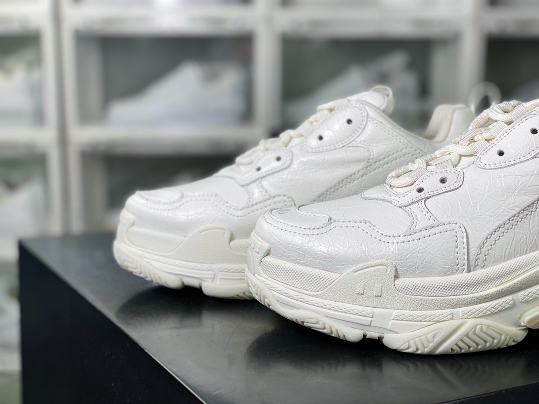 Balenciaga Triple S Clear Sole Sneaker ”Black/White” Fashion Grandpa Sneakers ”Pigskin Surface Ivory White” 536737 W2FW6 0102