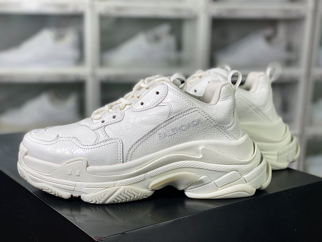 550 巴黎世家Balenciaga Triple S Clear Sole Sneaker”Black/White”时装姥爷球鞋“猪皮面象牙白”536737 W2FW6 0102