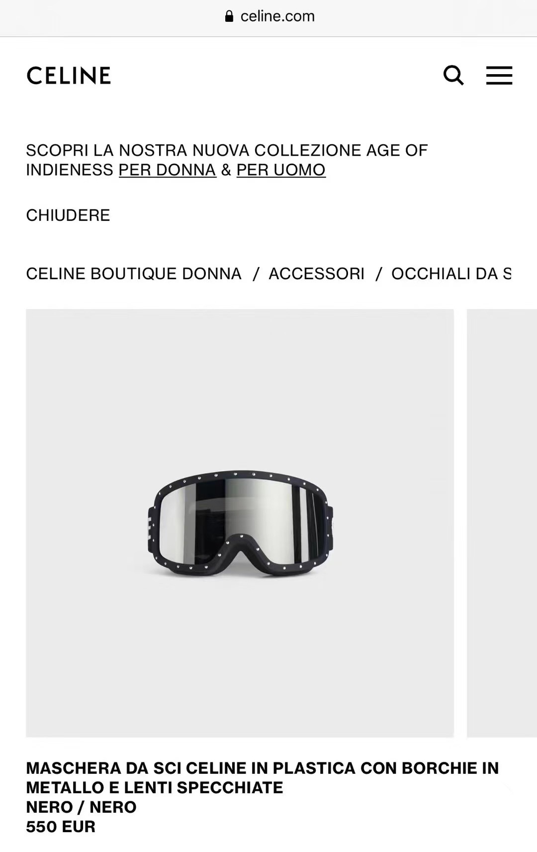 Celine Ski Goggles - Comprehensive