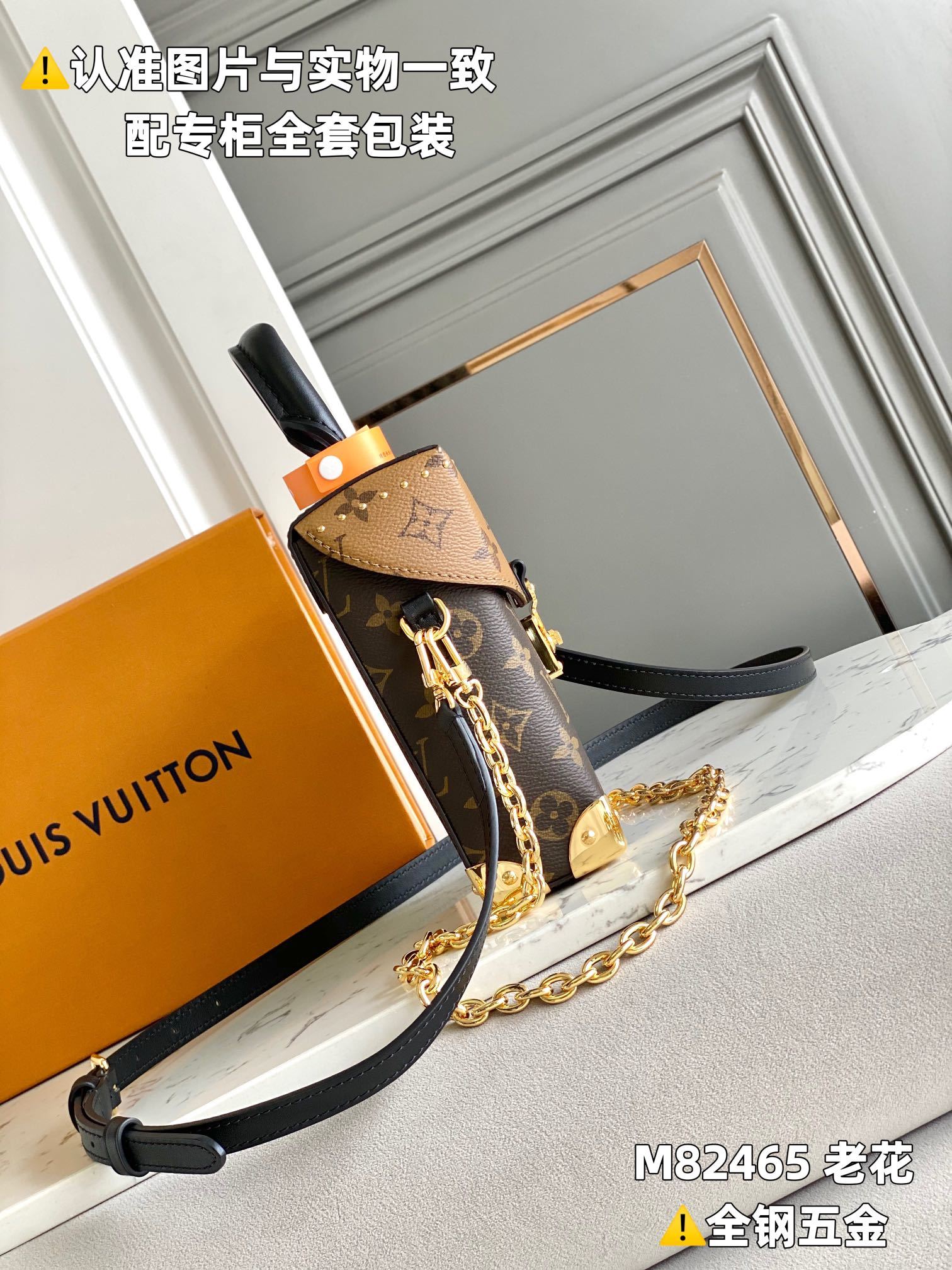 【全钢MB厂】M82465 老花(芯片版)皮料是意大利A级皮料是在于品质、五金、面料、手工、油边、A级出