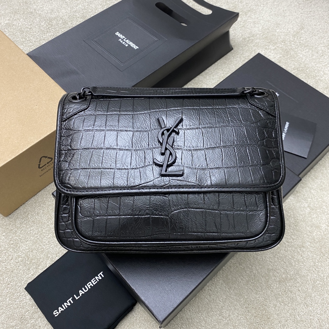 Saint Laurent Niki Medium Chain Bag in Matte Crocodile Embossed Leather 1 i1694435101 9737 0