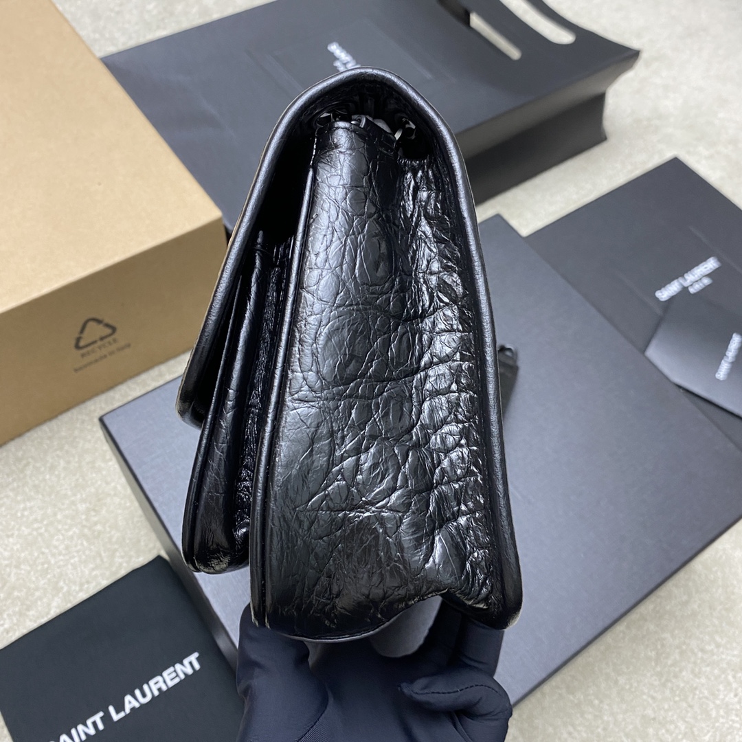 Saint Laurent Niki Baby Crocodile Embossed Leather Shoulder Bag Black 3 i1694435183 5462 2