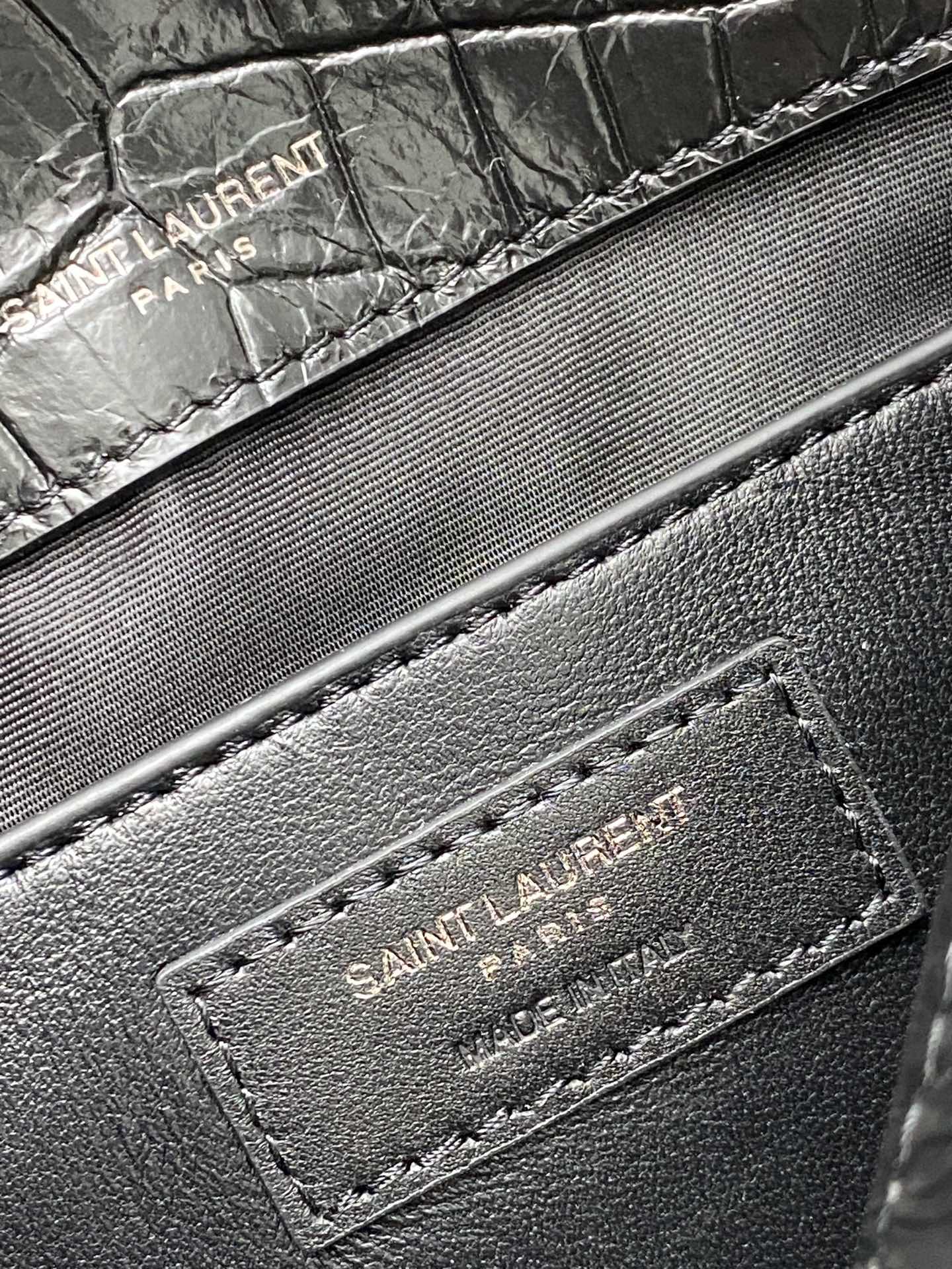 Saint Laurent Niki Baby Crocodile Embossed Leather Shoulder Bag Black 9 i1694435183 6147 7