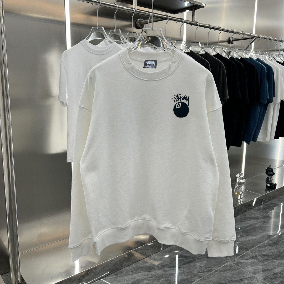 Stussy Autumn Collection: 8Ball Crew Black Cotton Fabric, Imported Printing, Two Colors, Three Sizes - 图片 4