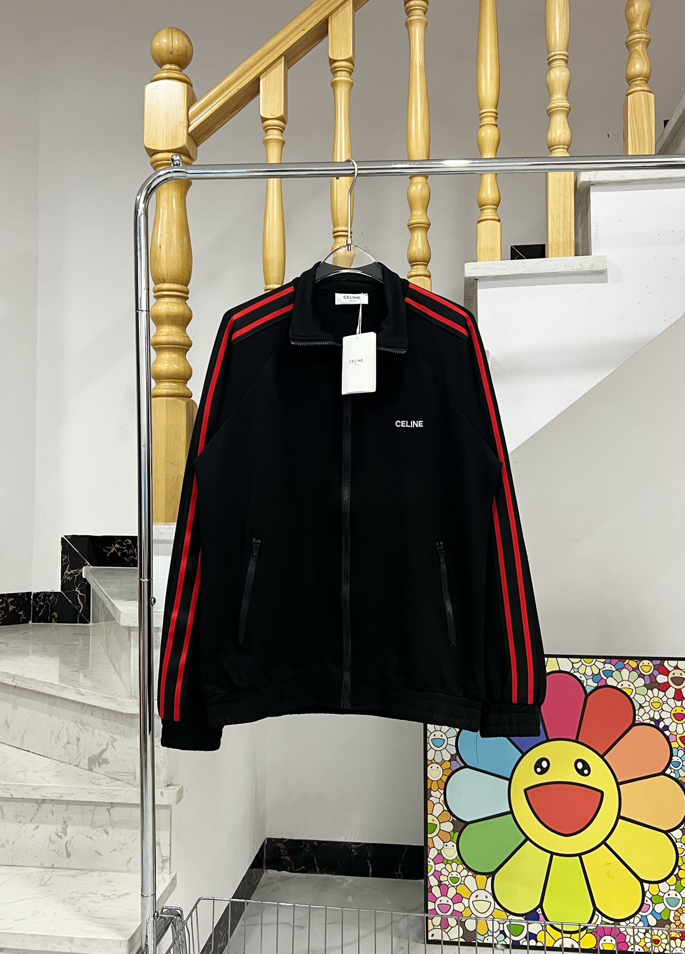 Shop the Best High Quality
 Celine Clothing Coats & Jackets Black Red Embroidery