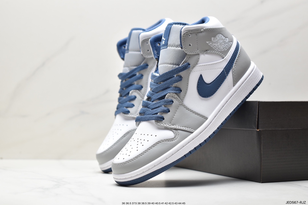 Air Jordan 1 Retro Mid ”White Camo” AJ1 mid-top classic basketball shoes ”white and gray camouflage” BQ6931-103