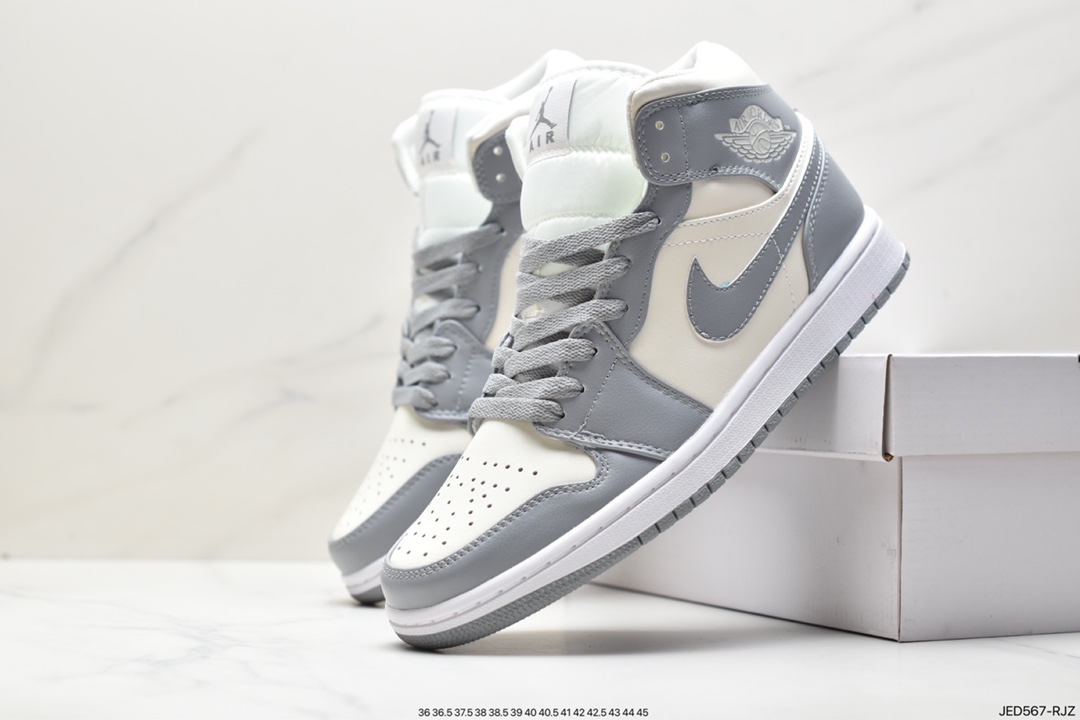 Air Jordan 1 Retro Mid ”White Camo” AJ1 mid-top classic basketball shoes ”white and gray camouflage” BQ6931-103