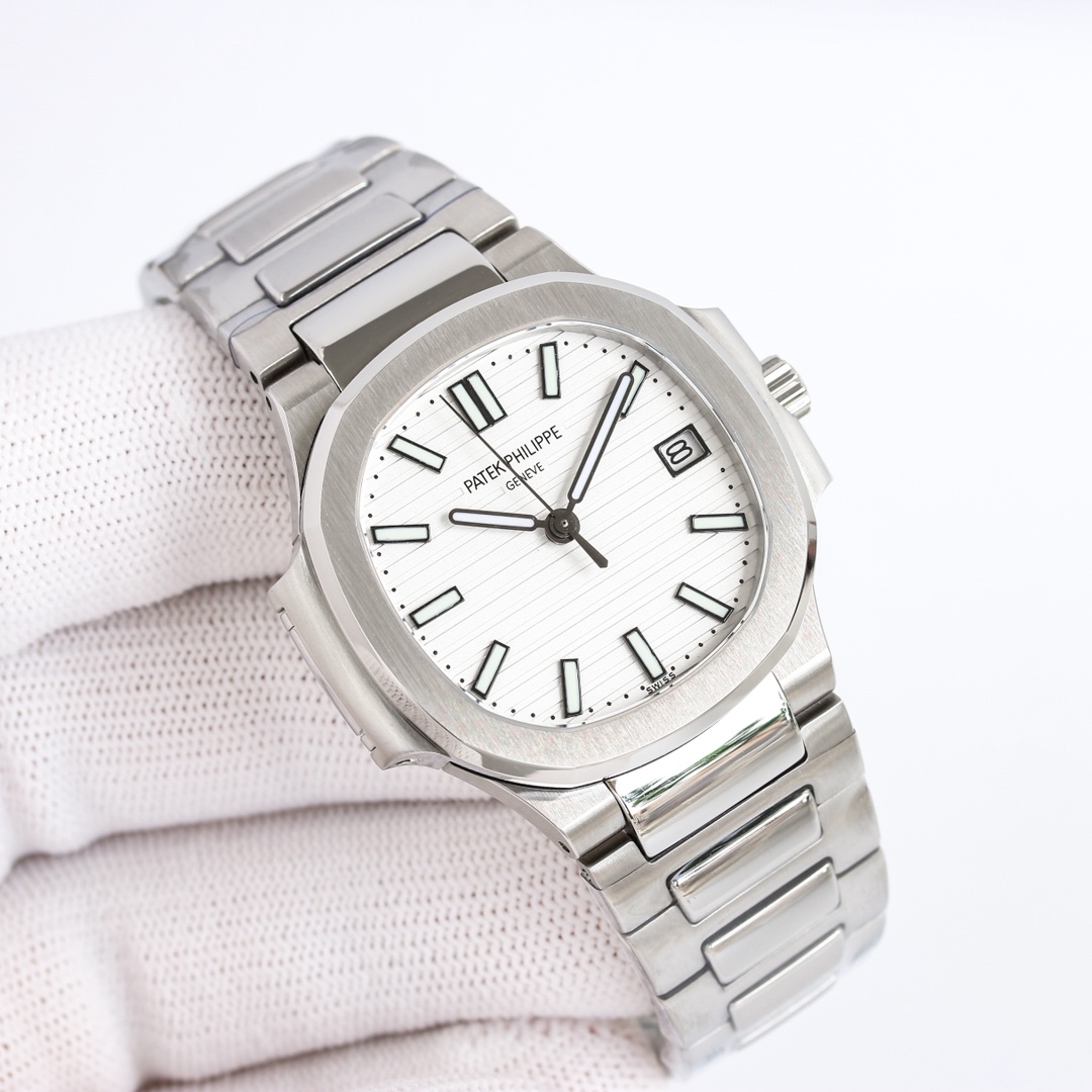 NO:143535,Produced by Mingjiangrui Watch, white shell, gold shell, diamond 50 new women's watch, highly recommended, PP Patek Philippe 5711 women's Nautilus. Welcome to compare details R69 1 with a customized version of the Cal.324sc automatic movement, kinetic energy storage for 45 hours, vibration frequency 28,800 per hour. 2316L custom-grade ergonomic strap!  3 watch size 35.2MM 4 set with 56 Swarovski crystal diamonds inlaid with the same number as the genuine diamonds. 5 watch mirror double-sided anti-glare sapphire crystal glass. 6 literal color is the same as the genuine one. 