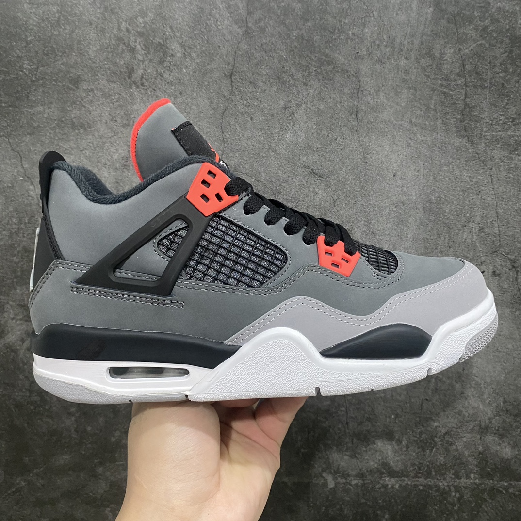 [Dongguan-made pieces] Air Jordan AJ4 infrared black gray red GS women's shoes 408452-061