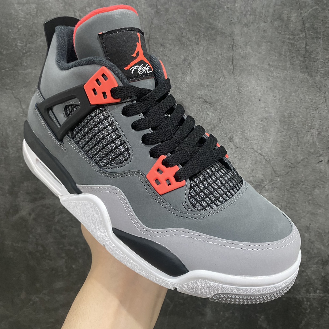 [Dongguan-made pieces] Air Jordan AJ4 infrared black gray red GS women's shoes 408452-061