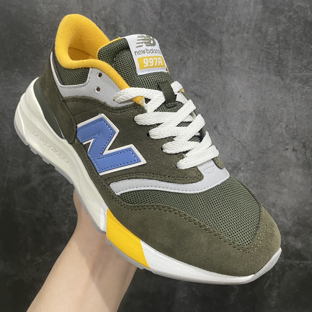 [KT version] NB997R New Balance 997R shock-absorbing, non-slip, wear-resistant, low-top, breathable running shoes military green and yellow U997RAB