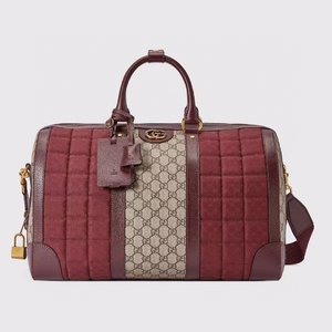 Gucci Travel Bags Top Sale Beige Burgundy Gold Red Canvas Cotton GG Supreme Mini