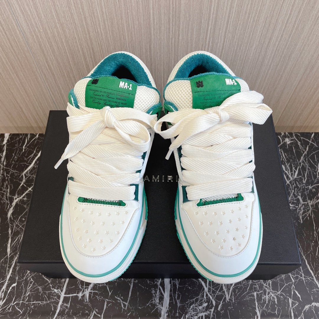 Amiri MA-1 White & Green Leather Sneakers - Couple Style, Comfortable Fit 8 i1694508652 4012 7