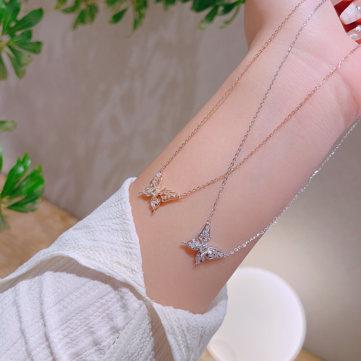 ガーリー純銀ネックレスゴールド 母の日