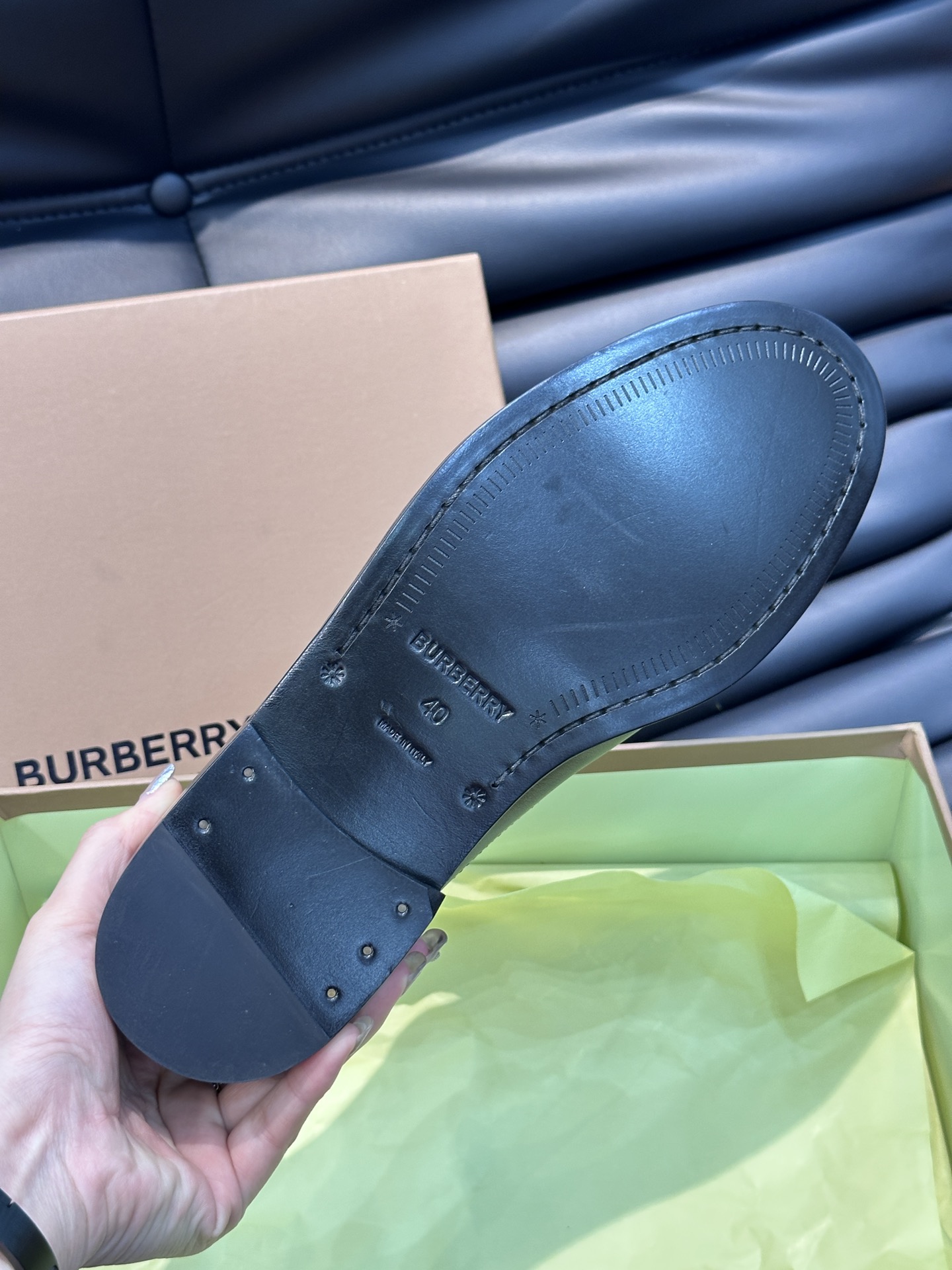 Burberr*男士正装休闲皮鞋真皮