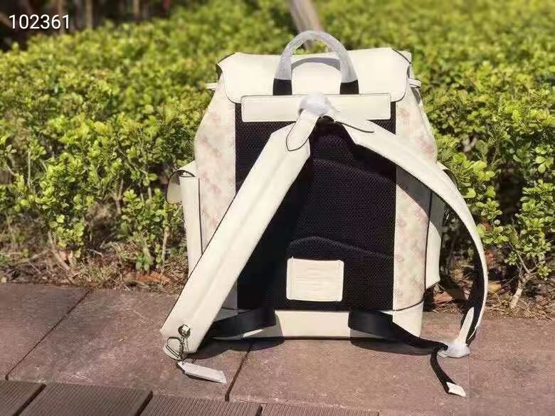 Coach coach 89897 新款男士马车图案印花涂层HUDSON翻盖双肩包 马车图案拼头层牛皮背包